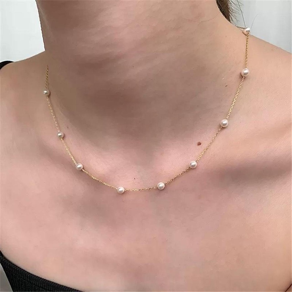 Pearl necklace, pearl choker, layered necklace